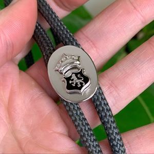 Vintage Silver Lion Crown Shield Crest Bolo Tie